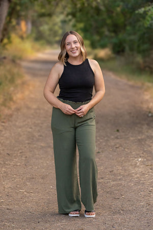 Presley Palazzo Pants - Olive Wide Leg Pants by Michelle Mae