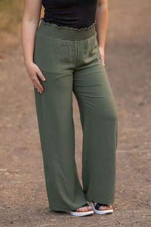 Presley Palazzo Pants - Olive Wide Leg Pants by Michelle Mae