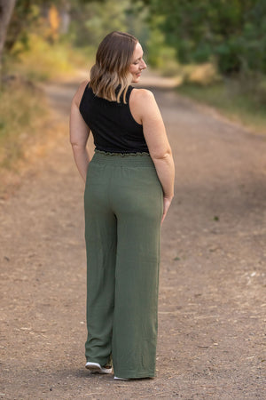 Presley Palazzo Pants - Olive Wide Leg Pants by Michelle Mae