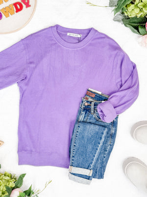 Corrine Ribbed Pullover Top - Purple by Michelle Mae