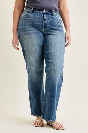 Judy Blue Mid Rise Vintage Medium Wash Straight Leg Jeans