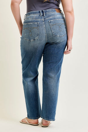 Judy Blue Mid Rise Vintage Medium Wash Straight Leg Jeans