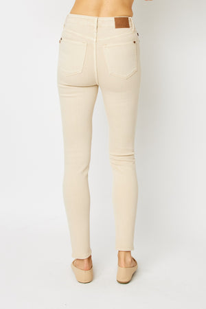 Judy Blue High Rise Garment Dyed Bone Tummy Control Skinny Jeans