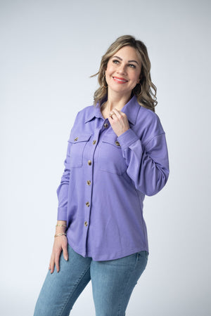 Brenna Button Down Top - Purple by Michelle Mae