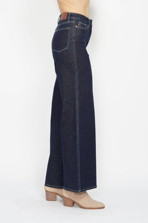 Judy Blue High Rise Tummy Control Retro Wide Leg Dark Denim Jeans