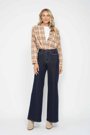 Judy Blue High Rise Tummy Control Retro Wide Leg Dark Denim Jeans