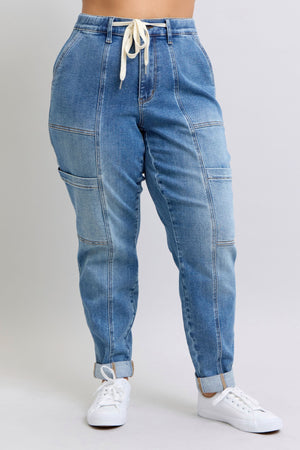 Judy Blue High Waist Cuffed Cargo Denim Jogger