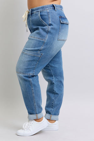 Judy Blue High Waist Cuffed Cargo Denim Jogger