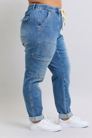 Judy Blue High Waist Cuffed Cargo Denim Jogger