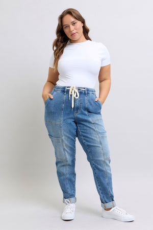 Judy Blue High Waist Cuffed Cargo Denim Jogger