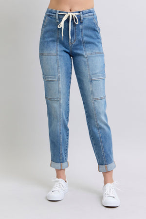 Judy Blue High Waist Cuffed Cargo Denim Jogger