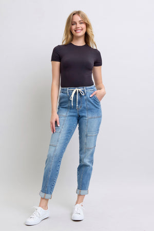 Judy Blue High Waist Cuffed Cargo Denim Jogger