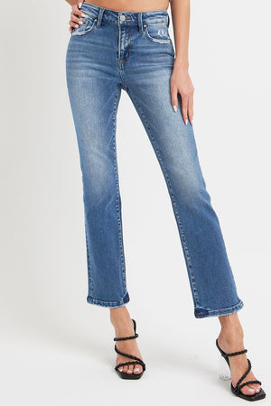 RISEN Mid Rise Ankle Straight Leg Jeans