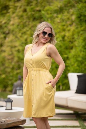 Beverly Button Dress - Yellow by Michelle Mae