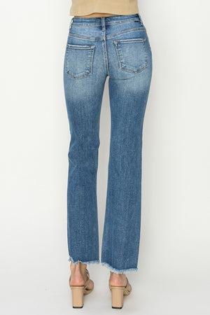 RISEN Mid Rise Frayed Hem Non Distressed Bootcut Jeans