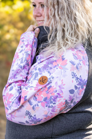 Zoey ZipCowl - Charcoal and Fall Floral Leaves by Michelle Mae