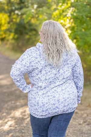 HalfZip Hoodie - Blue Floral by Michelle Mae