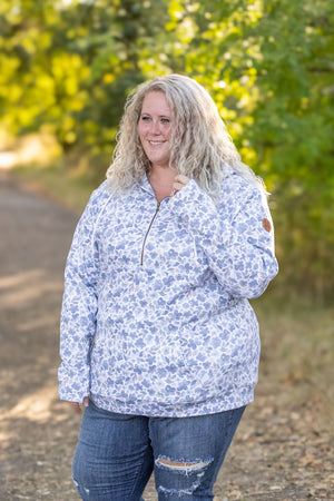 HalfZip Hoodie - Blue Floral by Michelle Mae