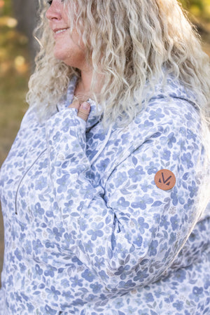 HalfZip Hoodie - Blue Floral by Michelle Mae