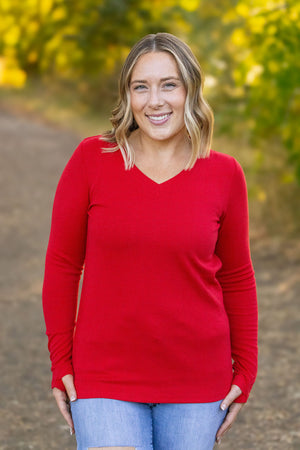 Leah Long Sleeve Top - Red by Michelle Mae