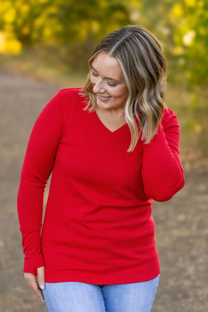 Leah Long Sleeve Top - Red by Michelle Mae