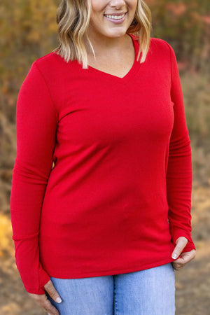 Leah Long Sleeve Top - Red by Michelle Mae