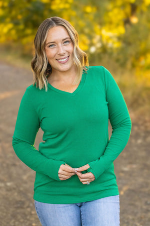 Leah Long Sleeve Top - Green by Michelle Mae