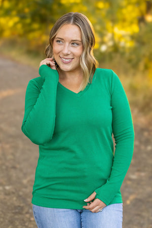 Leah Long Sleeve Top - Green by Michelle Mae