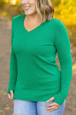 Leah Long Sleeve Top - Green by Michelle Mae