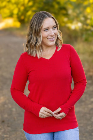 Leah Long Sleeve Top - Red by Michelle Mae