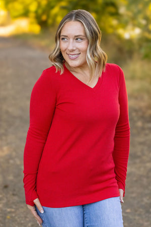 Leah Long Sleeve Top - Red by Michelle Mae