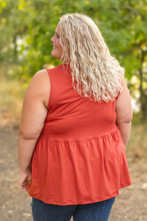 Renee Ruffle Tank - Brick by Michelle Mae