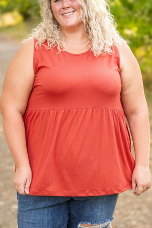 Renee Ruffle Tank - Brick by Michelle Mae