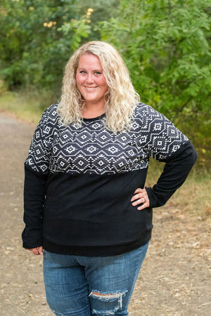 Natalie Pullover - Black Geometric by Michelle Mae