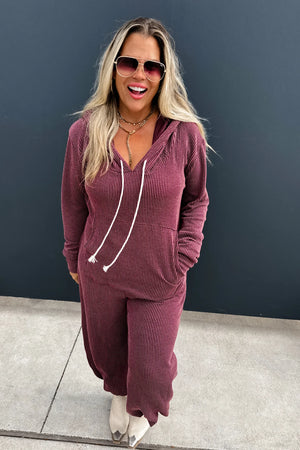 PREORDER: Ribbed Hayden Hoodie Jumpsuit Jogger by Blakeley - 4 colors