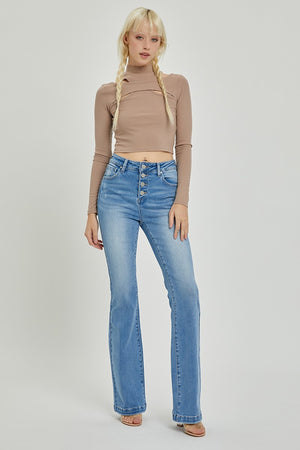 RISEN High Waist Button Fly Bootcut Trouser Jeans