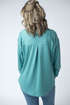 Brenna Button Down Top - Teal by Michelle Mae