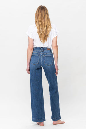 Judy Blue High Waist Double Button Wide Leg Trouser Jeans