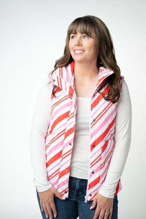 PREBOOK Remy Zip Up Vest - Candy Cane
