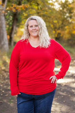 Leah Long Sleeve Top - Red by Michelle Mae