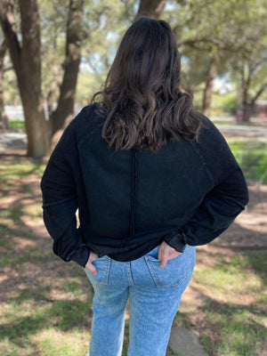 Best Selling Elliott Exposed Seam Sweatshirt in Beige or Black