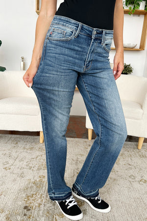 Judy Blue Mid Rise Release Hem Dad Fit Jeans