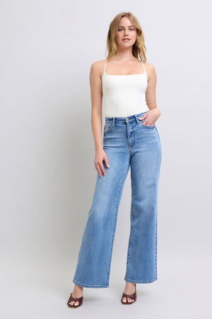 Judy Blue High Waist Wide Leg Vintage Wash Retro Jeans