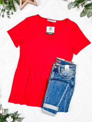 Sarah Ruffle Short Sleeve - Red by Michelle Mae