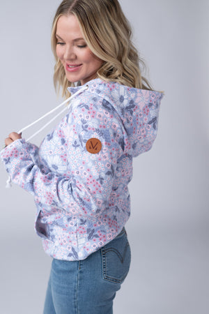 HalfZip Hoodie - Ditsy Blush Floral by Michelle Mae