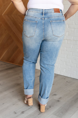Judy Blue High Waist Patch Pocket Distressed Boyfriend Jeans
