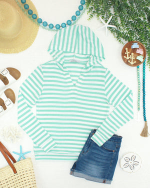 Amelia Striped Hoodie - Green by Michelle Mae