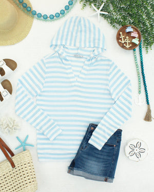 Amelia Striped Hoodie - Sky Blue by Michelle Mae