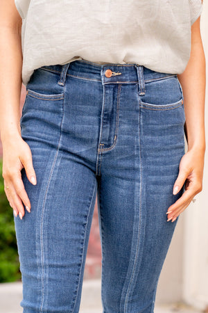 Judy Blue High Waist Front Seam Detail Slit Skinny Jean