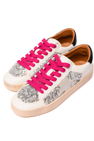 Another Round Sneakers in Silver Sequins by Corky's